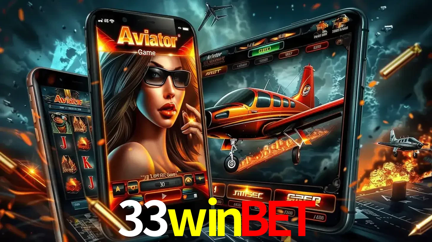 O popular jogo de apostas Aviator exibido em vários celulares e tablets, mostrando a interface emocionante e a ação de voo disponíveis para jogar agora no 33winbet.